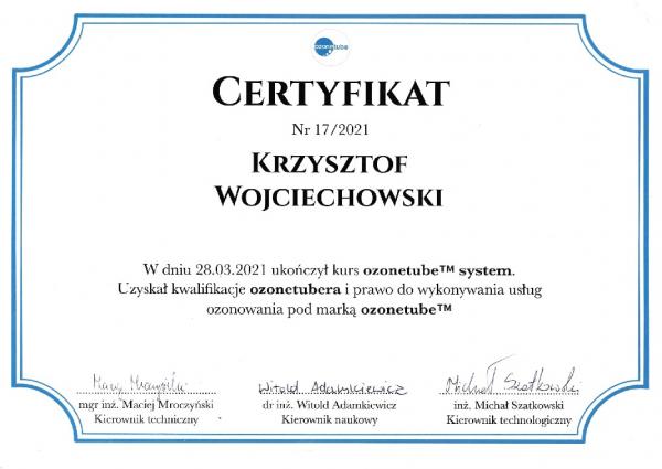 certyfikat ozonowanie